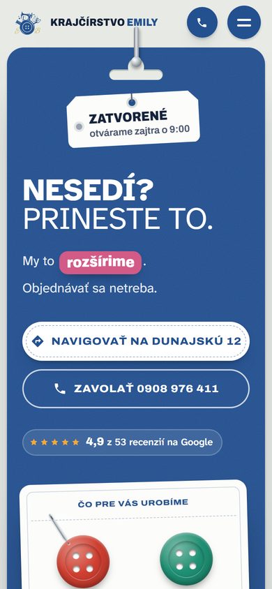 Krajčírstvo Emily na mobile